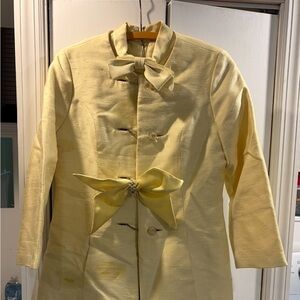 Elegant Yellow Women's Coat and sheath - so vintage with matching bow hair tie
